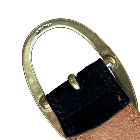 Lauren Ralph Lauren Black Suede Leather Belt Solid Brass Oval Buckle Size Medium main image 14